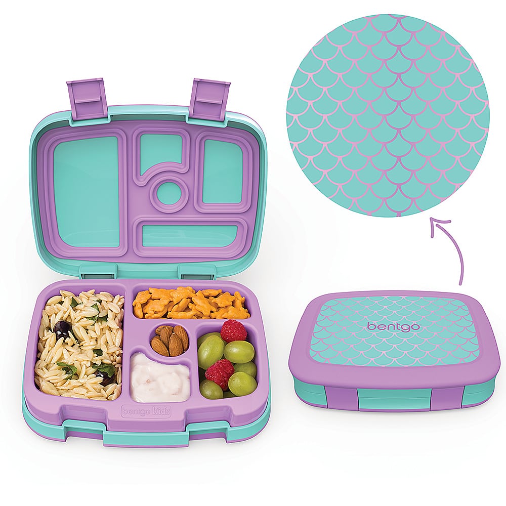 Angle. Bentgo - Kids Prints Mermaid Scales Lunch Box - Aqua/Orchid.