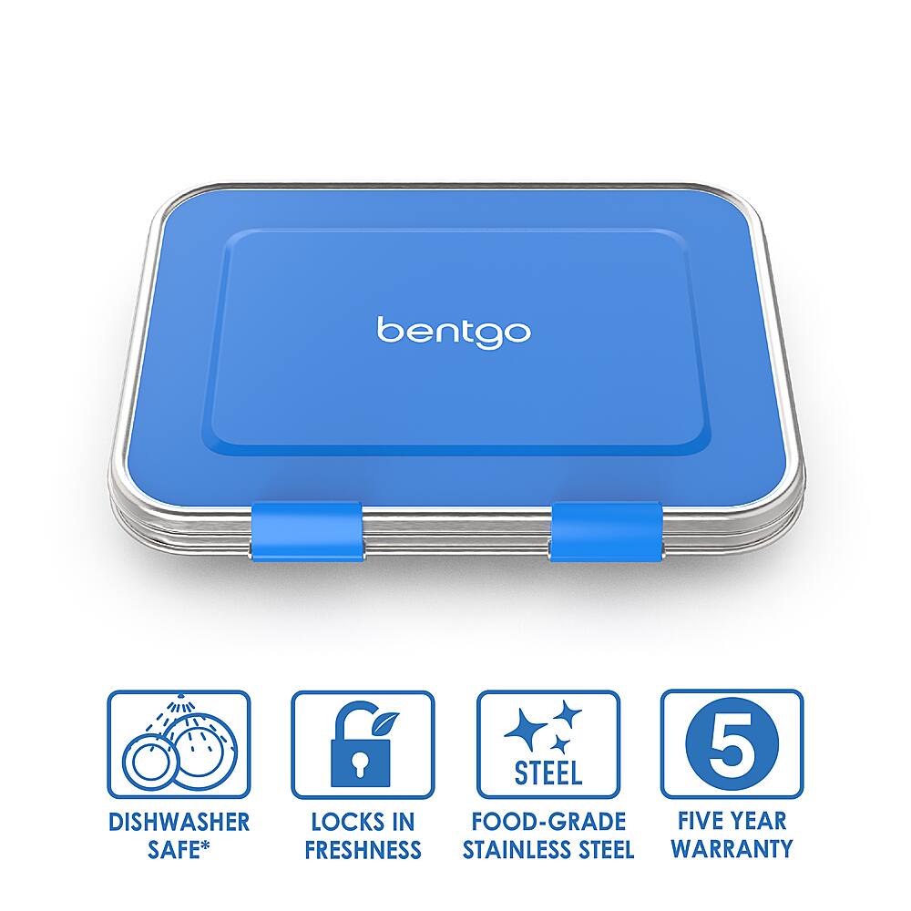 Alt View 11. Bentgo - Kids Stainless Steel Leak-Resistant Lunch Box - Blue.