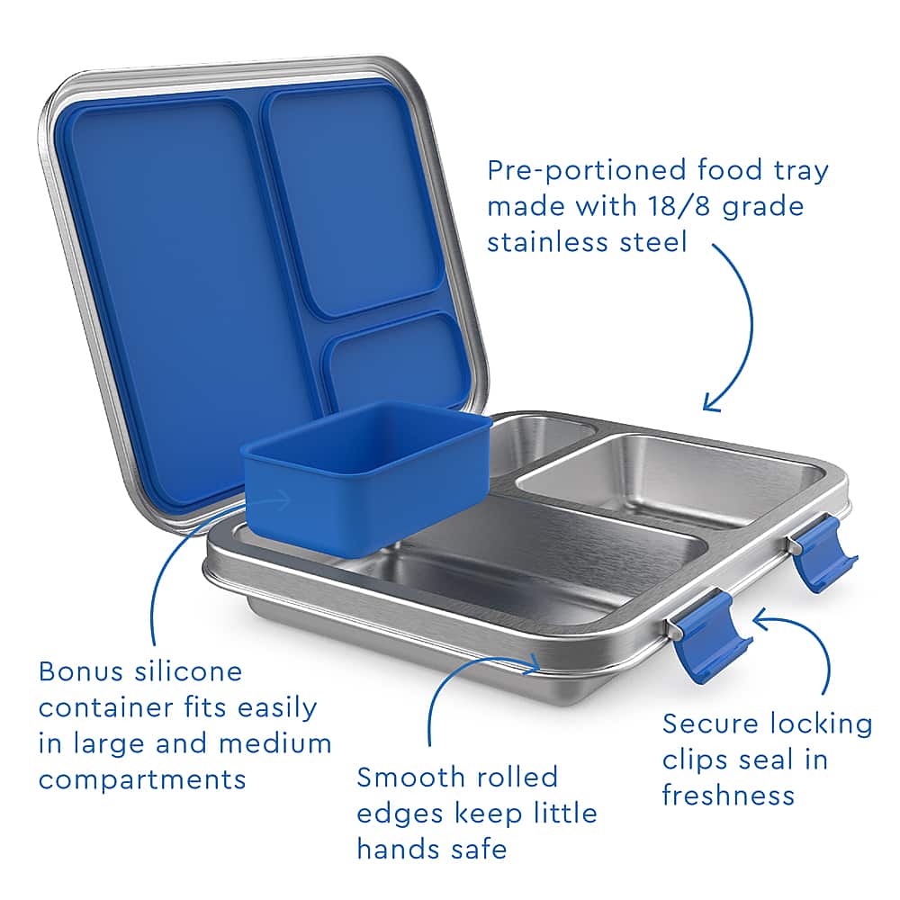 Alt View 12. Bentgo - Kids Stainless Steel Leak-Resistant Lunch Box - Blue.