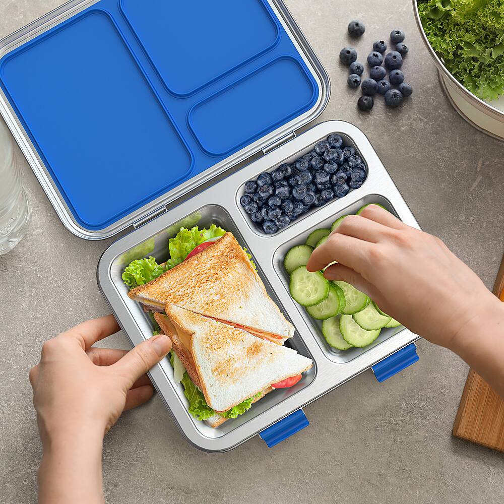 Alt View 13. Bentgo - Kids Stainless Steel Leak-Resistant Lunch Box - Blue.