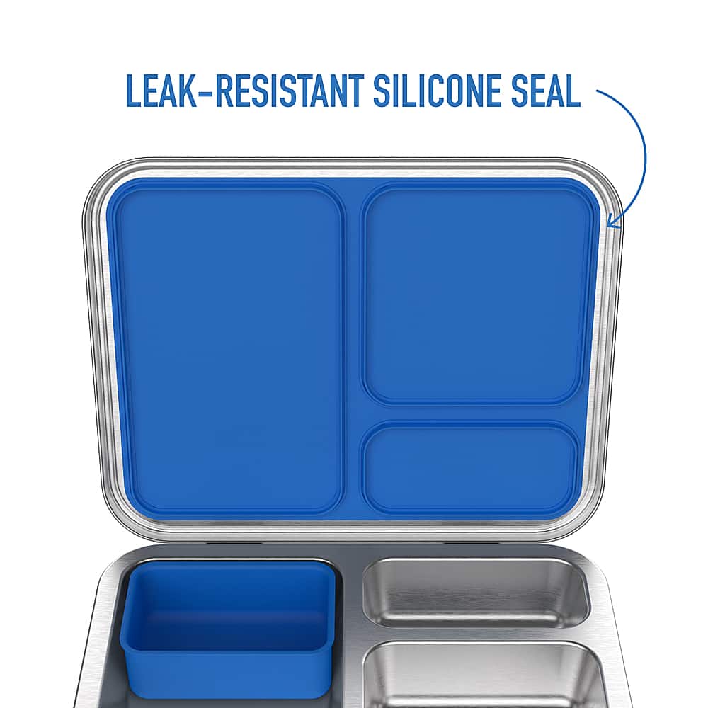 Alt View 14. Bentgo - Kids Stainless Steel Leak-Resistant Lunch Box - Blue.