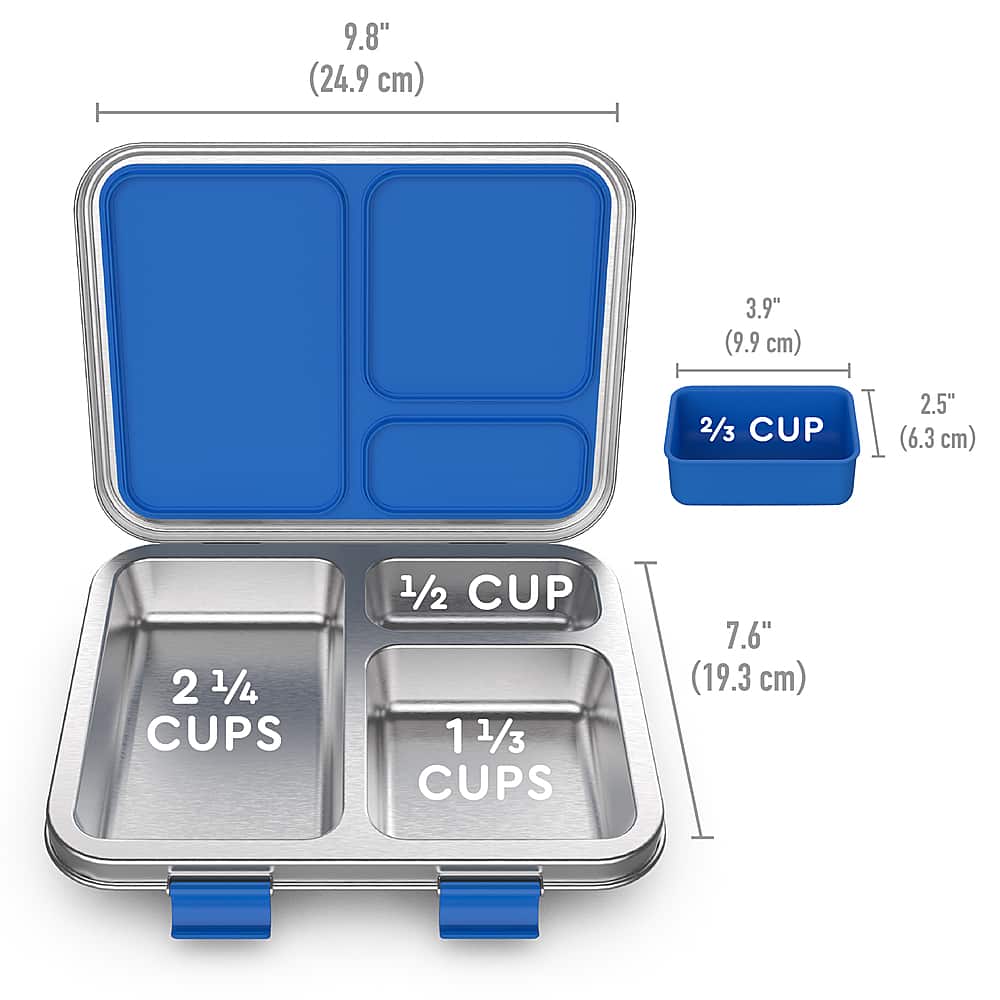 Alt View 15. Bentgo - Kids Stainless Steel Leak-Resistant Lunch Box - Blue.