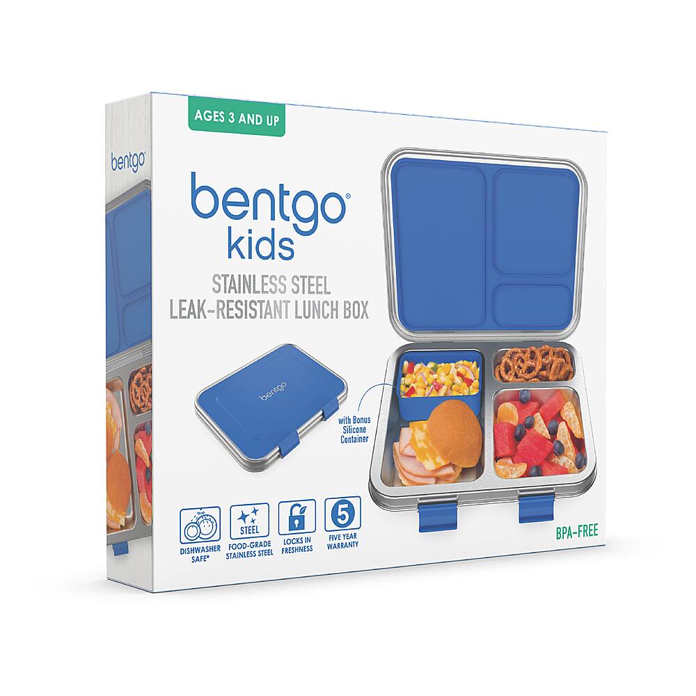 Alt View 16. Bentgo - Kids Stainless Steel Leak-Resistant Lunch Box - Blue.