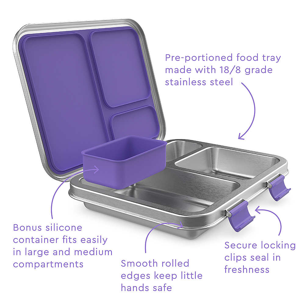 Insulated Lunch Box - Stainless Steel - Yellow - Purple - ApolloBox