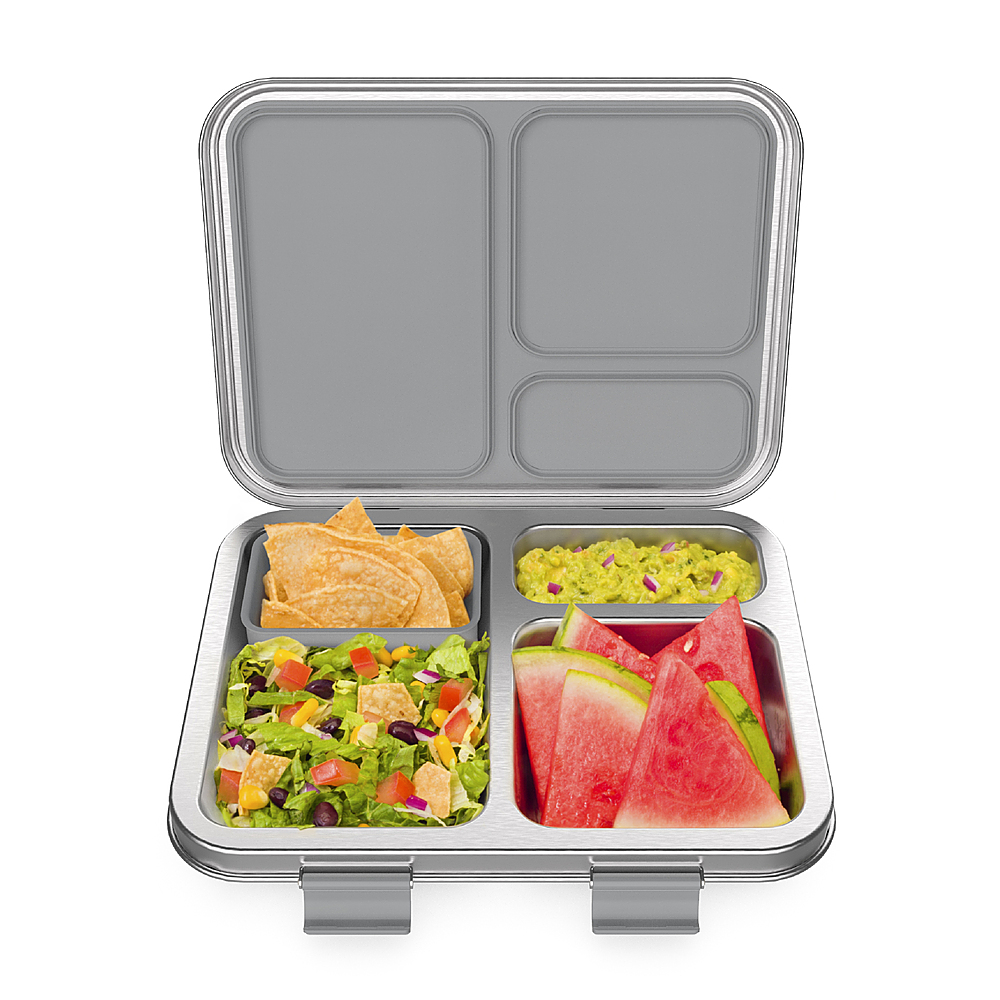 Angle View: Bentgo - Kids Stainless Steel Leak-Resistant Lunch Box - Silver