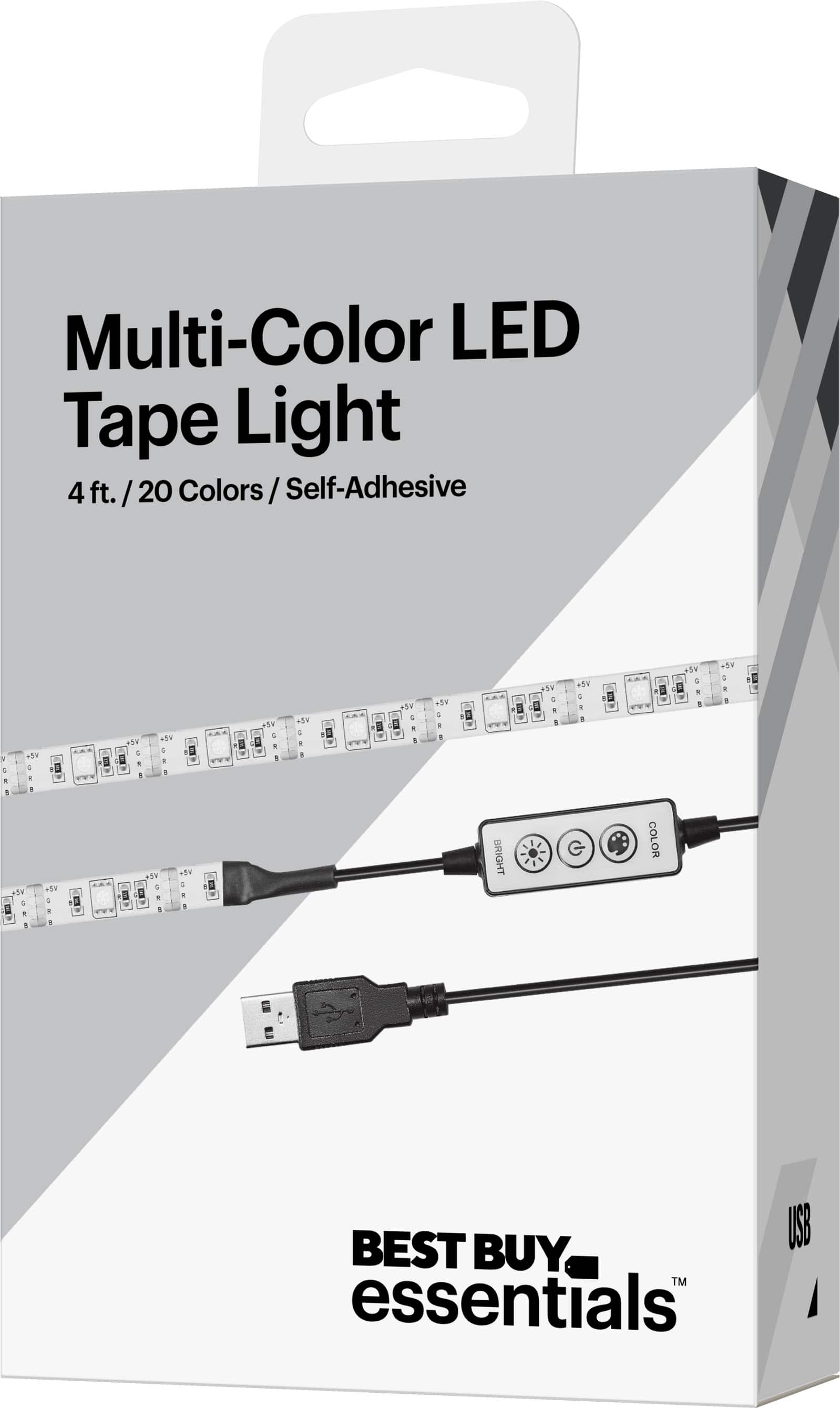 Left. Best Buy essentials™ - 4' LED Light Strip - Multi-Color.