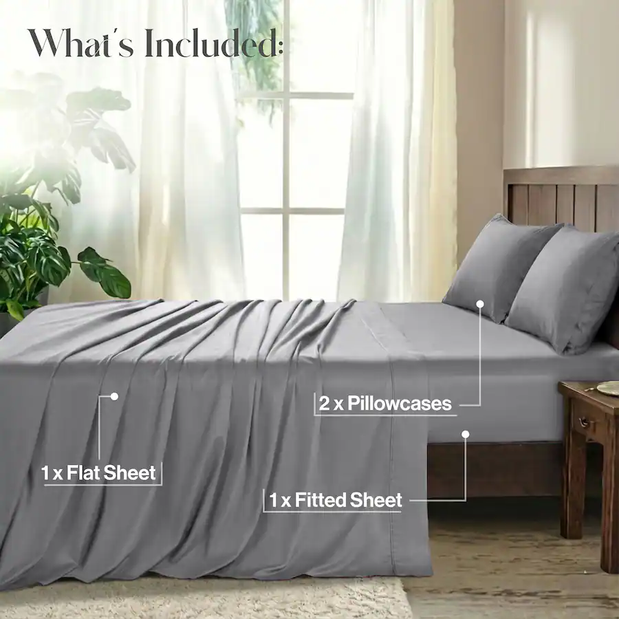 Pocket Set Machine Lux Decor Collection 4 Piece King Bed Sheet Set, Ultra Soft Microfiber ...
