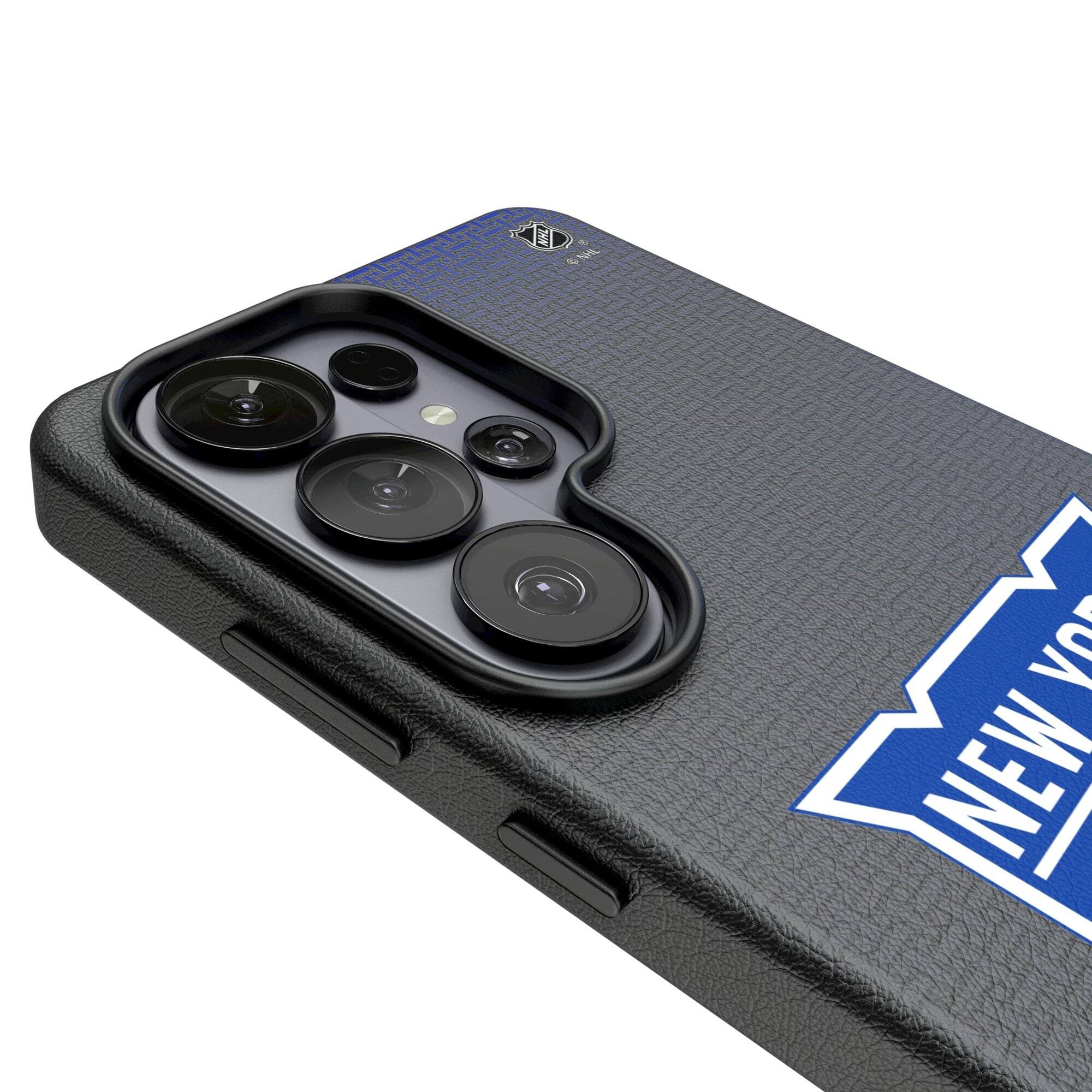 Alt View 2. Keyscaper - New York Rangers Linen Galaxy Magnetic Bump Case - S25 Ultra - Black.