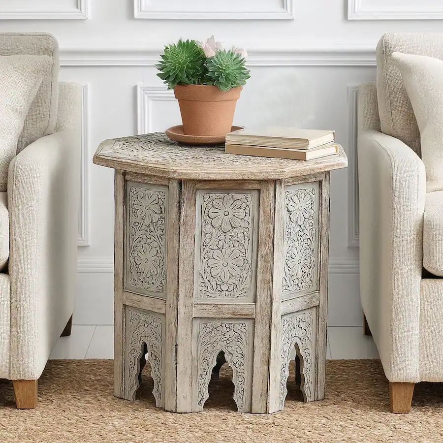 Manhattan Lane 18 Inch Handcrafted Farmhouse Side Table, Engraved ...