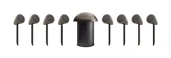 Front. MartinLogan - Outdoor Living Foundation Series, 8.1 All-Weather Speaker System with 8" Subwoofer, 8ohm Compatible - Dark Bronze.