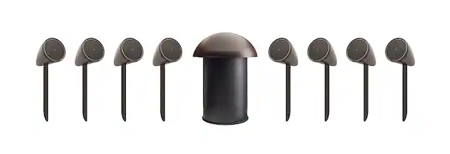 Front. MartinLogan - Outdoor Living Foundation Series, 8.1 All-Weather Speaker System with 8" Subwoofer, 8ohm Compatible - Dark Bronze.