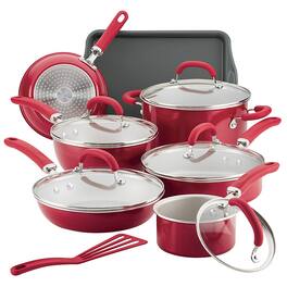 Rachael Ray - Create Delicious 13-Piece Cookware Set - Red Shimmer