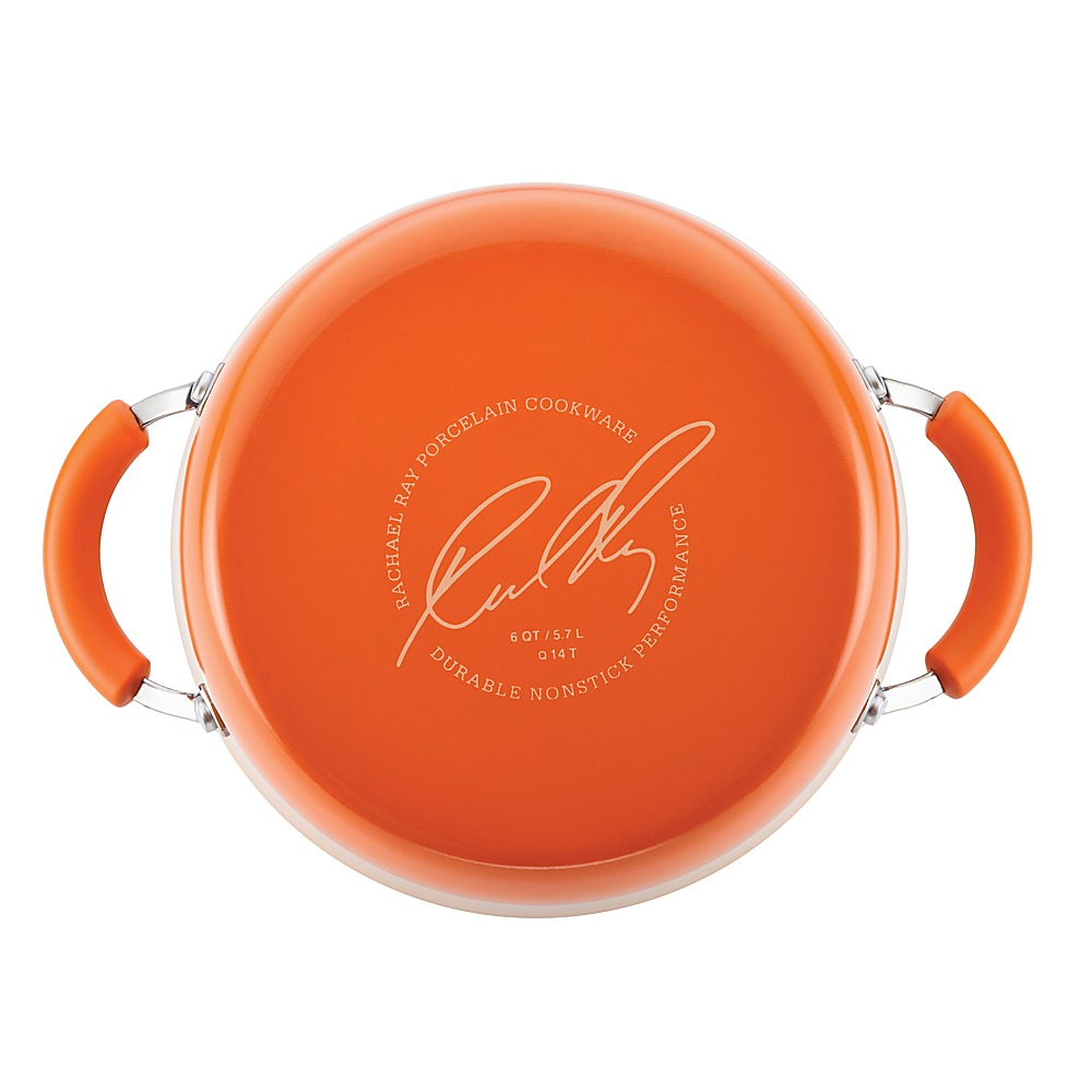 Rachael Ray Cucina 12pc Porcelain Cookware Set, Pumpkin Orange in