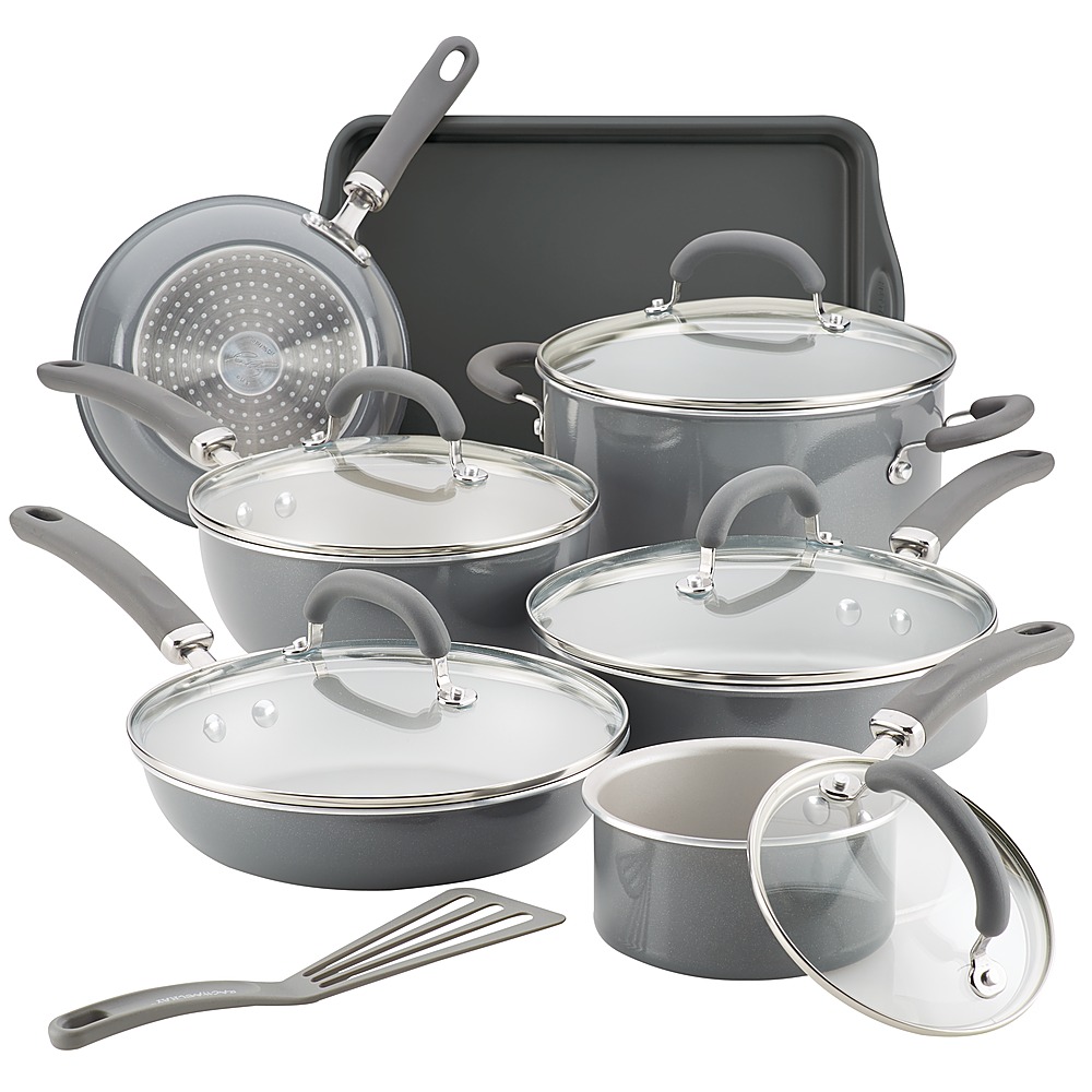 Angle View: Rachael Ray - Create Delicious 13-Piece Cookware Set - Gray Shimmer