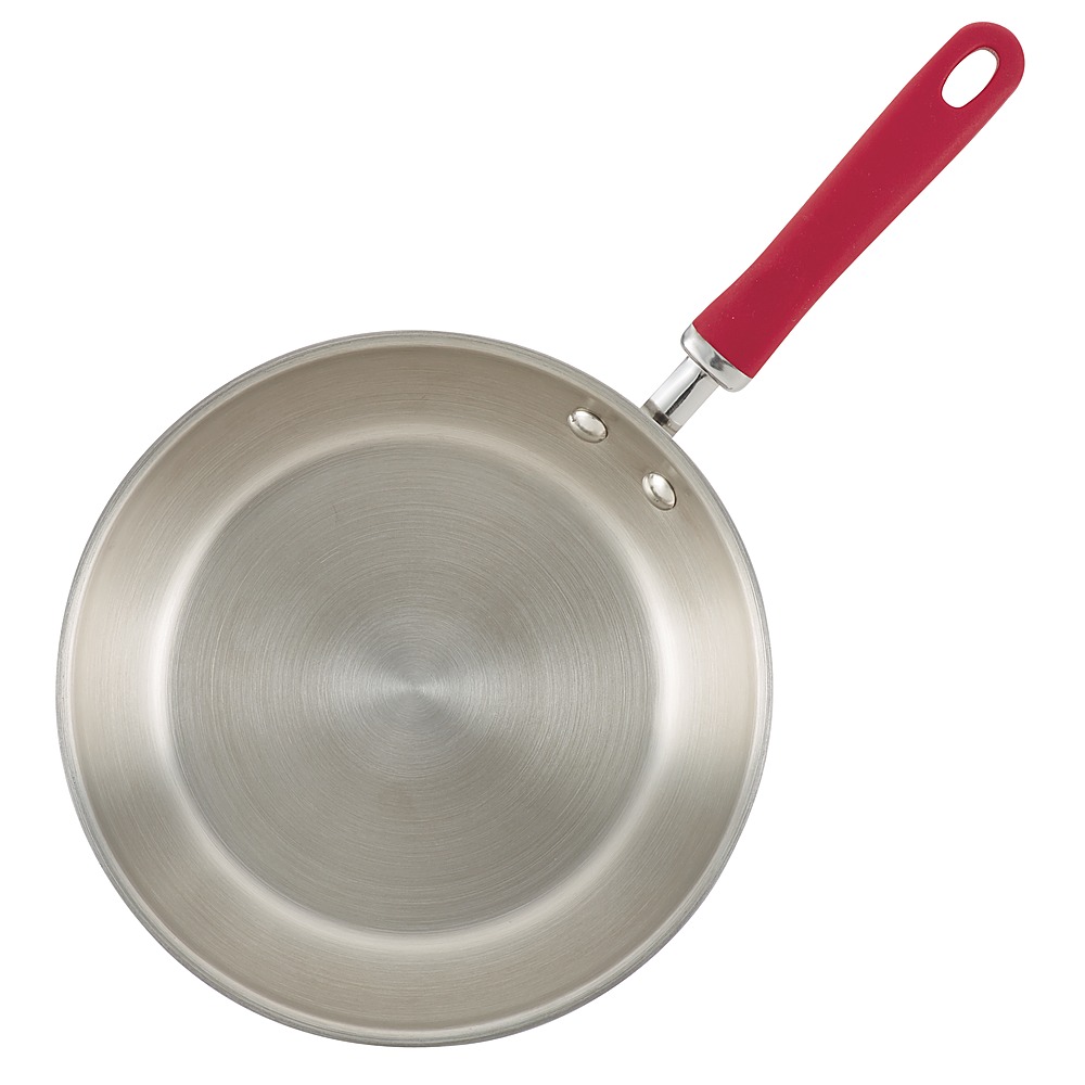 Left View: Rachael Ray - Create Delicious 10-Piece Cookware Set - Stainless Steel with Red Handles