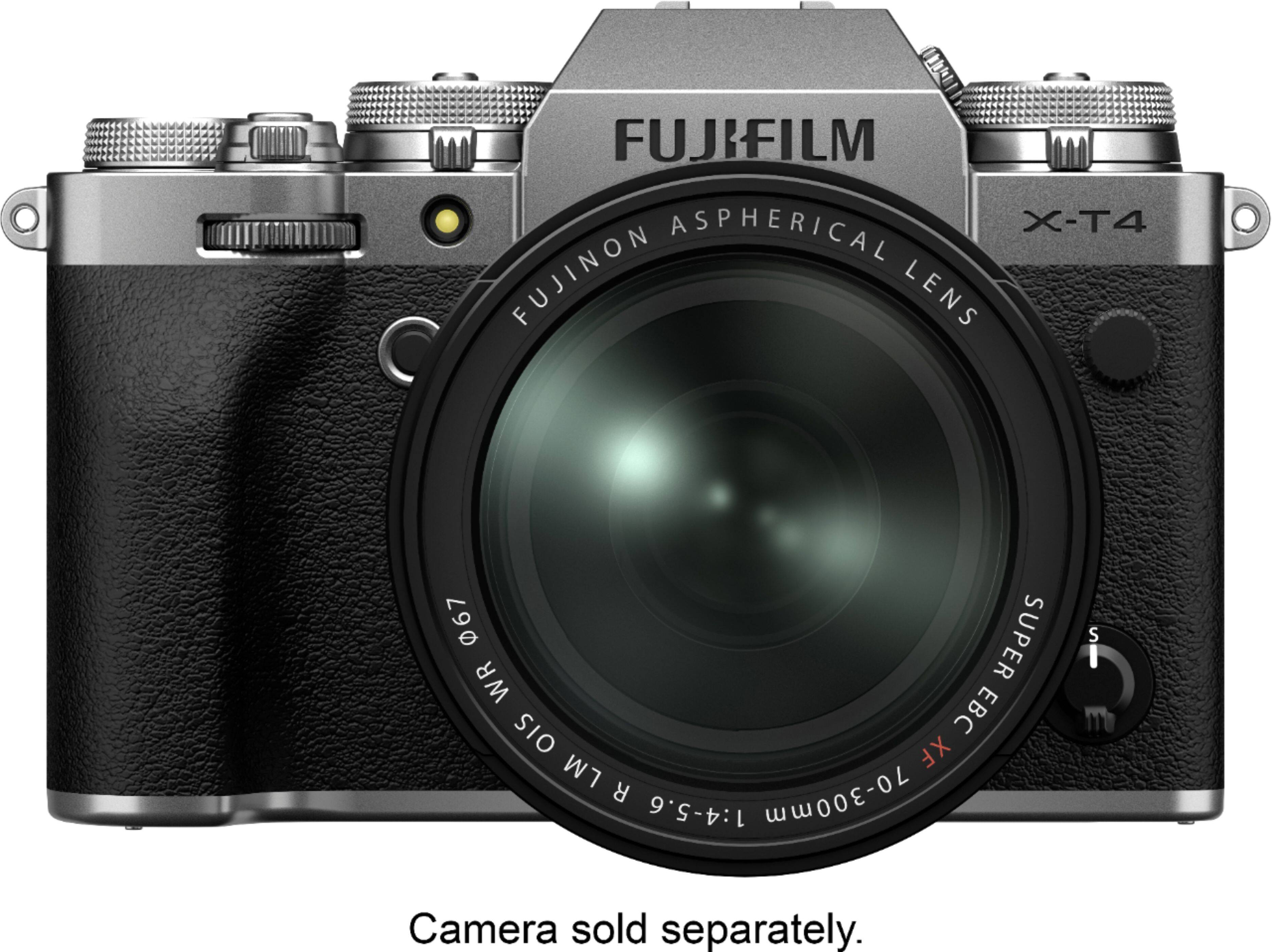 The image features a Fujifilm camera with a Fujinon lens attached. The lens is described as an aspherical lens, which is designed to minimize distortion and provide sharp, clear images. The lens has a focal length of 70-300mm and a maximum aperture of f/4-5.6, making it suitable for various photography needs. The camera itself is not visible in the image, but the lens is prominently displayed, showcasing its features and capabilities.