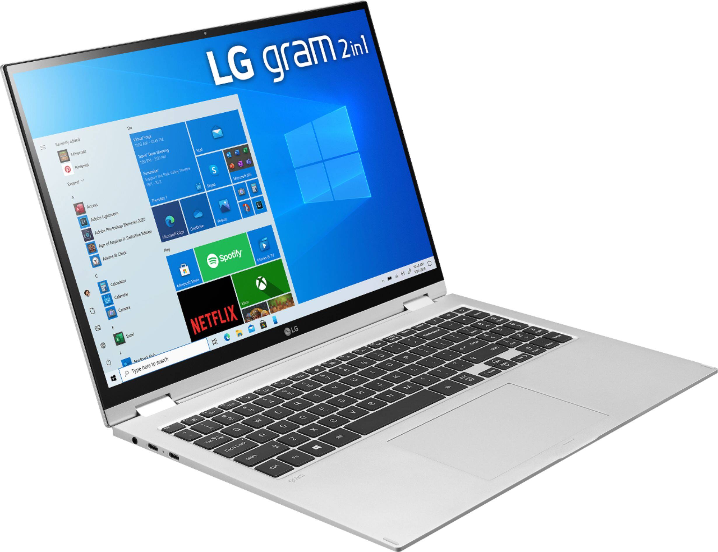 Angle View: Geek Squad Certified Refurbished LG gram 2-in-1 16" Touch-Screen Laptop - Intel Core i7 - 16GB - 2TB Solid State Drive - Silver