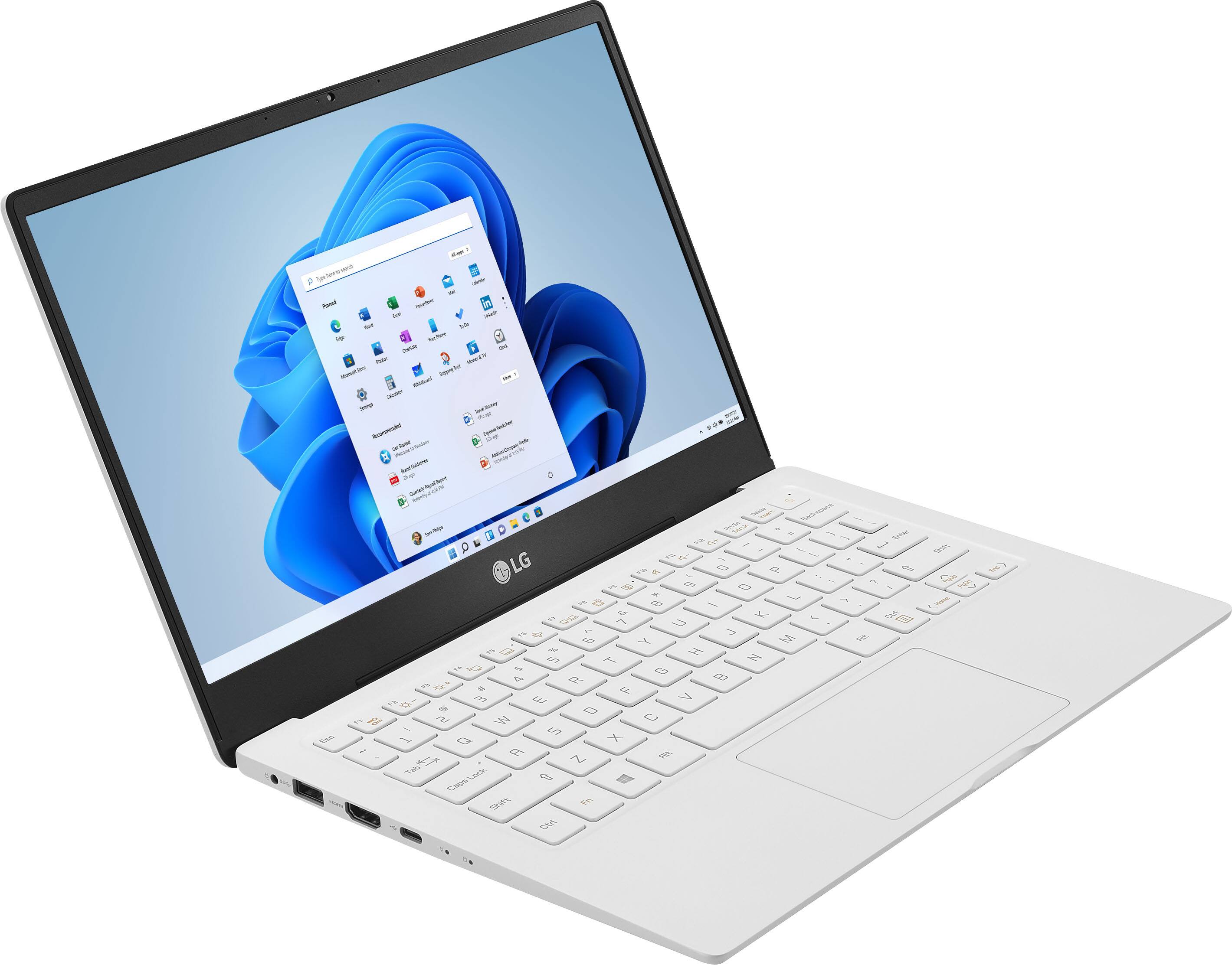 Angle. LG - LG Ultra PC 13” Full HD Laptop – Ryzen 5 – 8GB RAM – 256GB NVMe Solid State Drive - White.