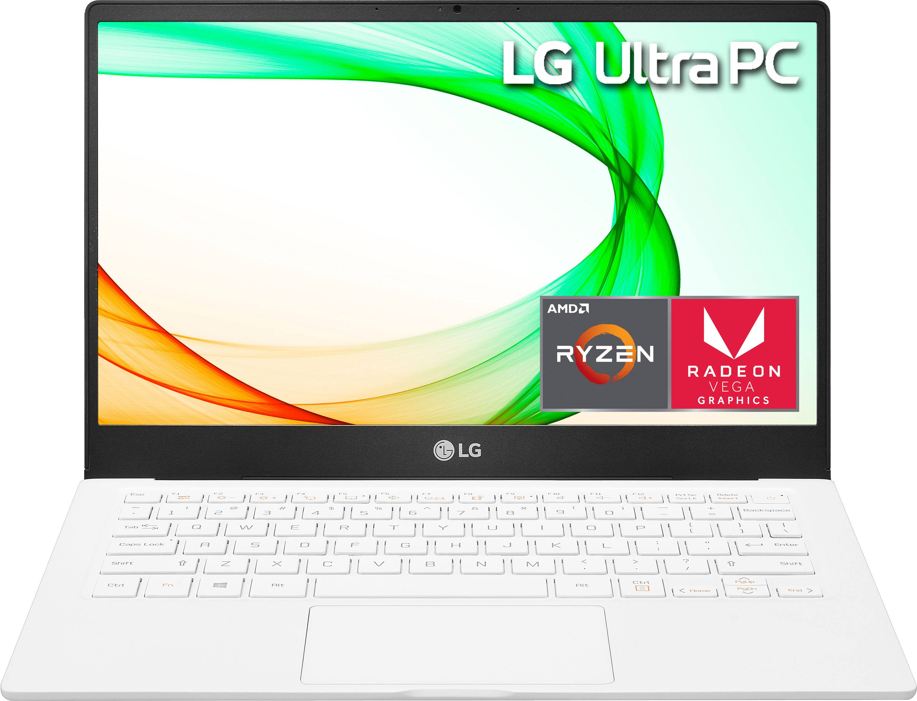Front. LG - LG Ultra PC 13” Full HD Laptop – Ryzen 5 – 8GB RAM – 256GB NVMe Solid State Drive - White.