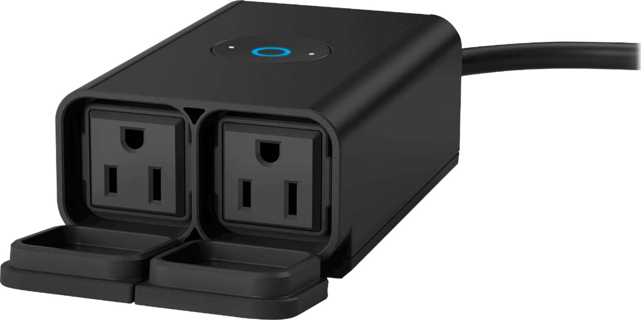 Front. Ring - Outdoor Smart Plug - Black.