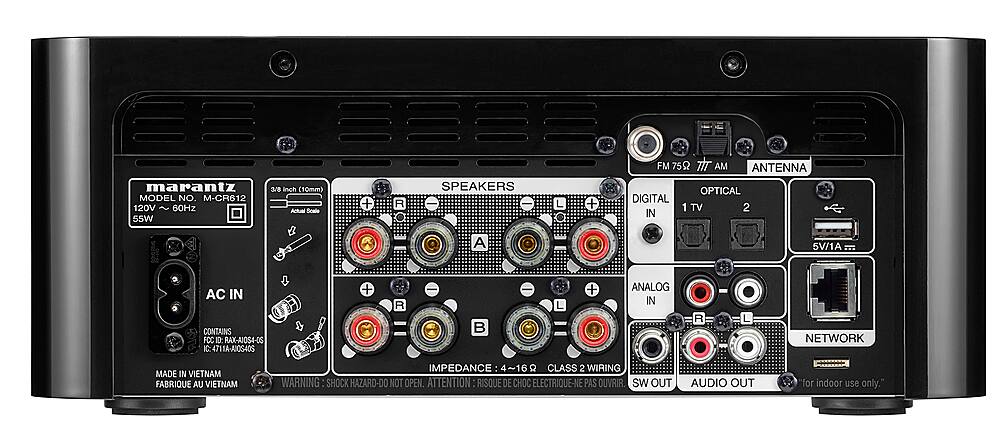Alt View 12. Marantz - M-CR612 Network CD Receiver, Wi-Fi, Bluetooth, AirPlay2 & HEOS Connectivity, Compatible with Amazon Alexa - Black.