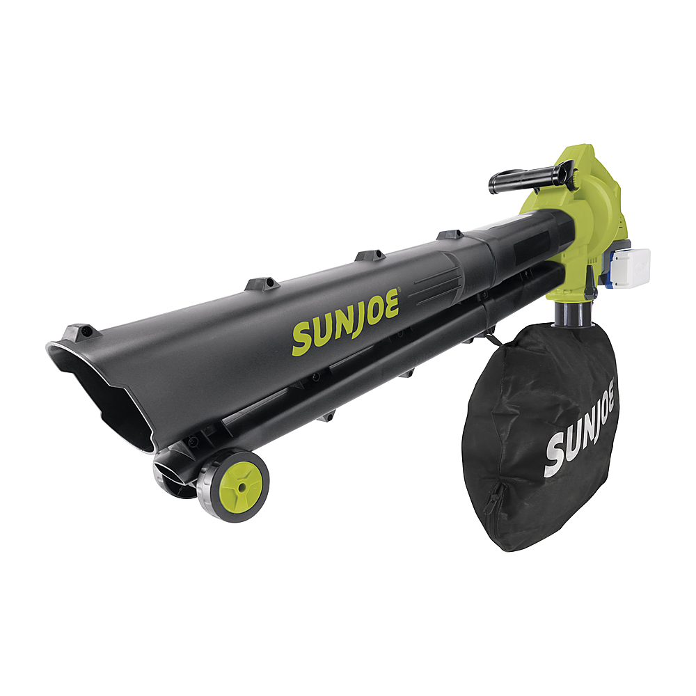 Angle View: Sun Joe - 48-Volt iON+ 155 MPH 388 CFM Cordless Handheld Blower and Vacuum and Mulcher (2 x 4.0Ah Batteries and 1 x Charger) - Green