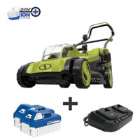 Sun Joe - 24V-X2-17LM 48-Volt iON+ Cordless Lawn Mower Kit 17in 2 x 4.0-Ah Batteries, Dual Port Charger and Collection Bag - Green - Front_Zoom