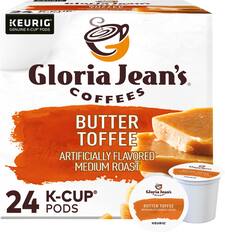 Front. Gloria Jean's - Butter Toffee K-Cup Pods, 24 Count.