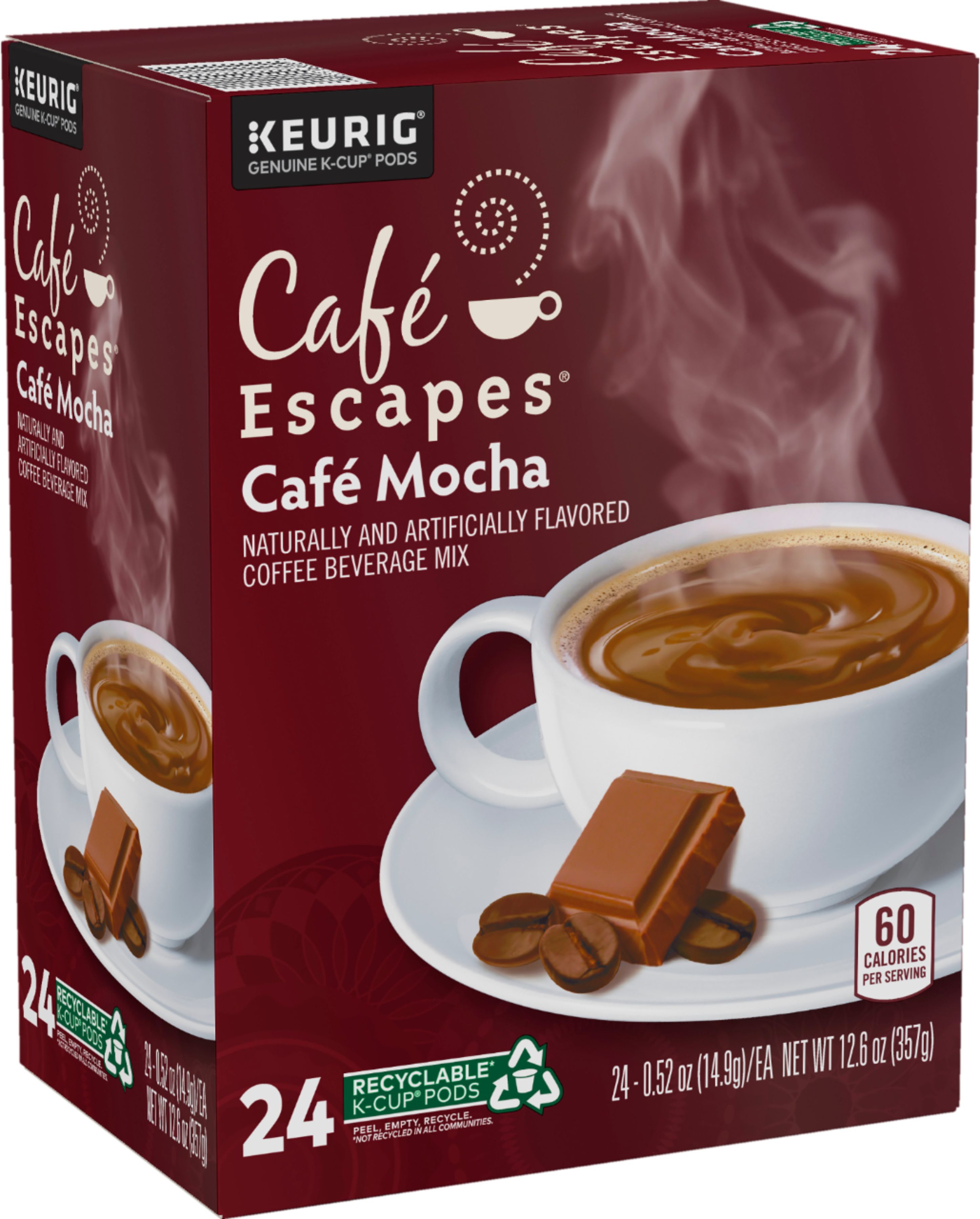 Cafe Escapes Keurig Hot Coffee Beverage Mix, Chai Latte, K-Cup Pods - 24 pack, 0.49 oz pods