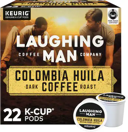 Front. Laughing Man - Colombia Huila K-Cup Pods, 22 Count.