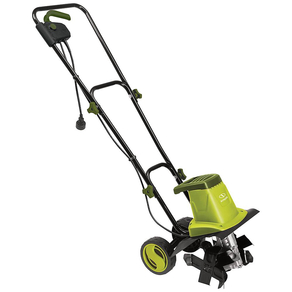 Left. Sun Joe - Electric Garden Tiller/Cultivator - Green & Black.