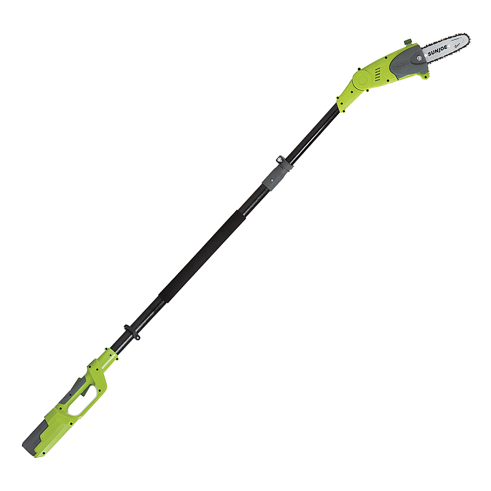 Left View: Sun Joe iON8PS2 40-Volt IONMAX Cordless Multi-Angle Pole Chain Saw Kit, 8-Inch , W/ 4.0-Ah Battery and Charger