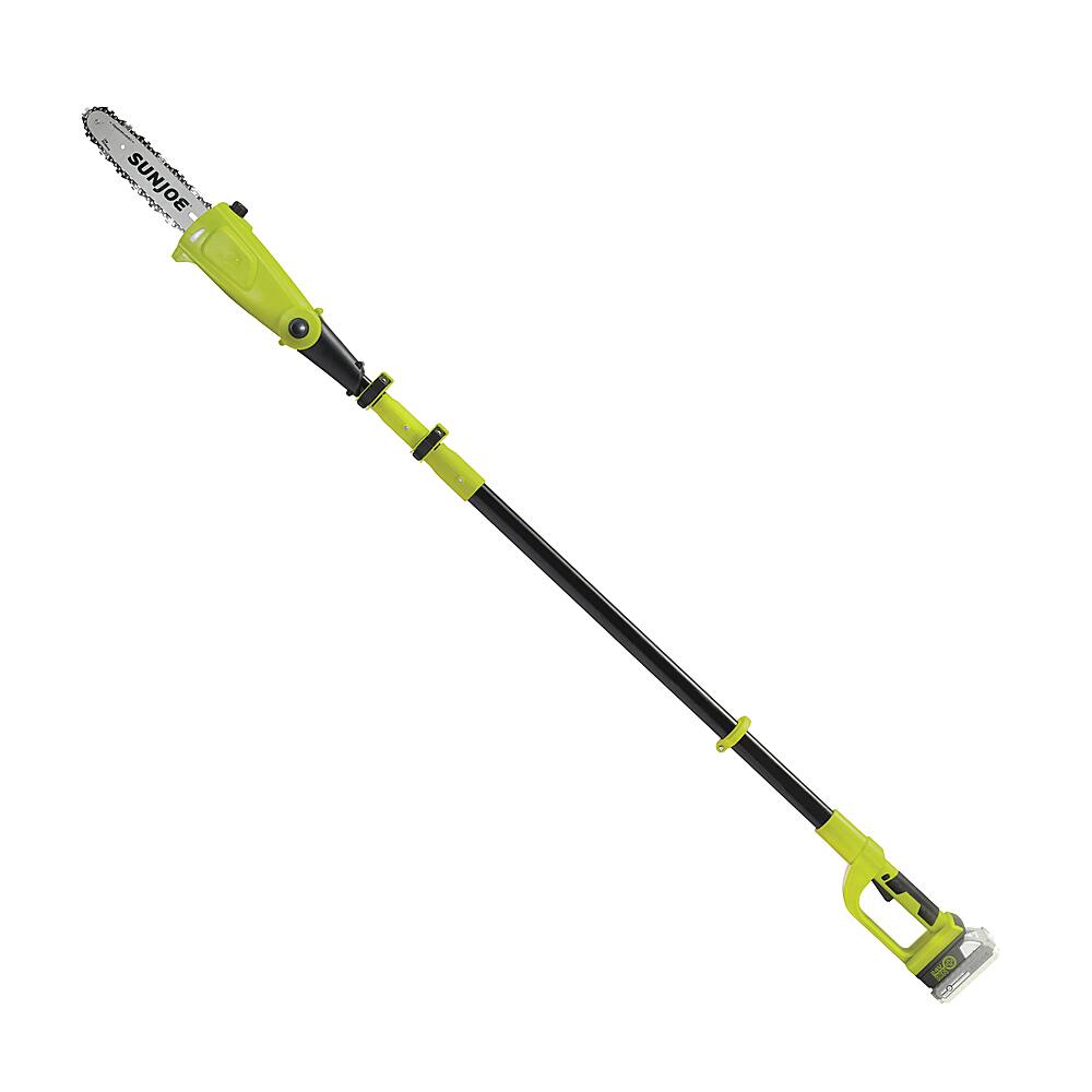 Left View: Sun Joe - 24-Volt 10-Inch Cordless Pole Saw with 13 foot reach (1 x 2Ah Battery and 1 x Charger) - Green