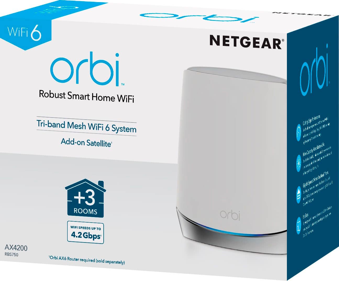 Alt View 14. NETGEAR - Orbi 750 Series AX4200 Tri-Band Mesh Wi-Fi 6 Satellite - White.