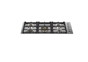 Bertazzoni - Professional Series 36" Drop-In Gas Cooktop 5 Brass Burners - Stainless steel - Front_Zoom