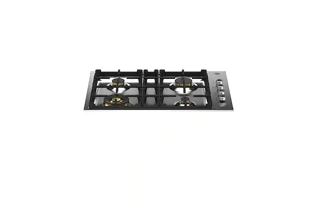 Front. Bertazzoni - Professional Series 30" Drop-In Gas Cooktop 4 Brass Burners - Stainless Steel.