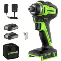 Greenworks - 24-Volt Cordless Brushless 1/4" Impact Driver (2 x 1.5Ah USB Batteries and Charger Included) - green - Front_Zoom