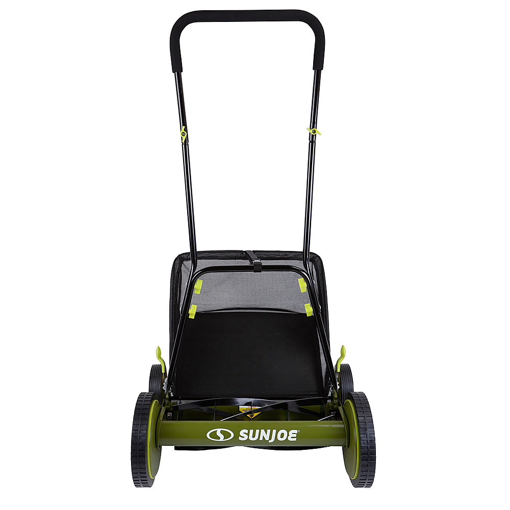 Angle View: Sun Joe - Manual Reel 18-Inch Push Lawn Mower with Grass Collection Bag - Green
