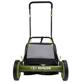 Sun Joe - Manual Reel 18-Inch Push Lawn Mower with Grass Collection Bag - Green