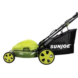Sun Joe - 12.0Ah Plug-in 20-Inch Push Lawn Mower with Grass Collection Bag - Green - Front_Zoom