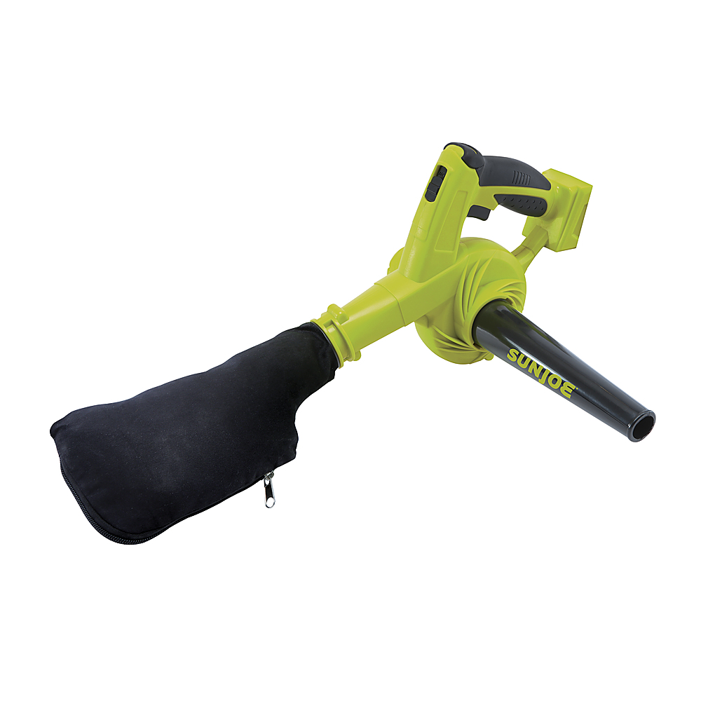 Left View: Sun Joe - 24V iON+ 180-MPH 92-CFM Max Workshop Leaf Blower w/2 x Dust Bags Tool Only - Green