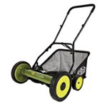 Front. Sun Joe - Manual Reel 20-Inch Push Lawn Mower with Grass Collection Bag - Green.