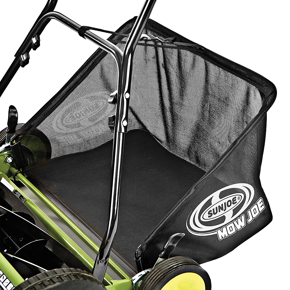 Left View: Sun Joe - Manual Reel 20-Inch Push Lawn Mower with Grass Collection Bag - Green