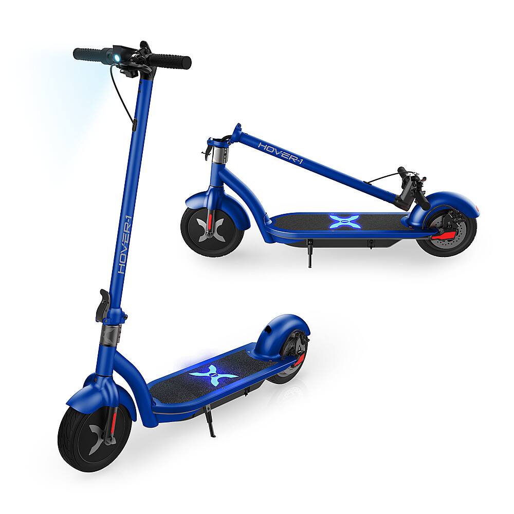 Left. Hover-1 - Alpha Foldable Electric Scooter w/12 mi Max Operating Range & 17.4 mph Max Speed - Blue.