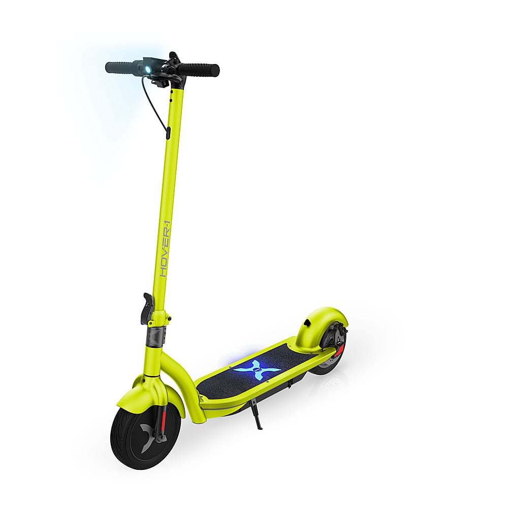 Front. Hover-1 - Alpha Foldable Electric Scooter w/12 mi Max Operating Range & 17.4 mph Max Speed - Yellow.