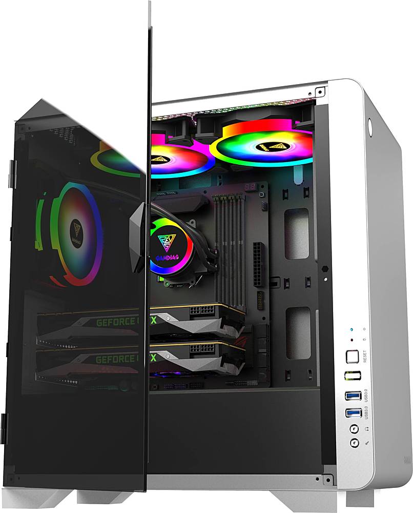 Alt View 28. GAMDIAS - Mars E2 Micro ATX Mini-Tower Case - White.