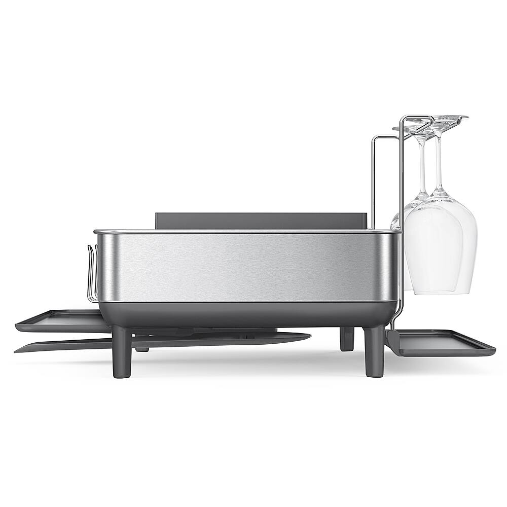 Alt View 11. simplehuman - Kitchen Dish Drying Rack With Swivel Spout, Fingerprint-Proof Stainless Steel Frame - Grey Plastic.