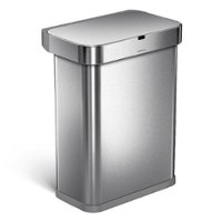 simplehuman 58 Liter Rectangular Sensor Can with Voice and Motion Control, Brushed Stainless Steel - Brushed Stainless Steel - Angle_Zoom