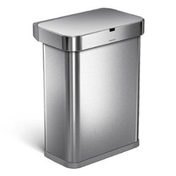 simplehuman - 58 Liter Rectangular Sensor Can with Voice and Motion Control - Brushed Stainless Steel - Angle_Zoom