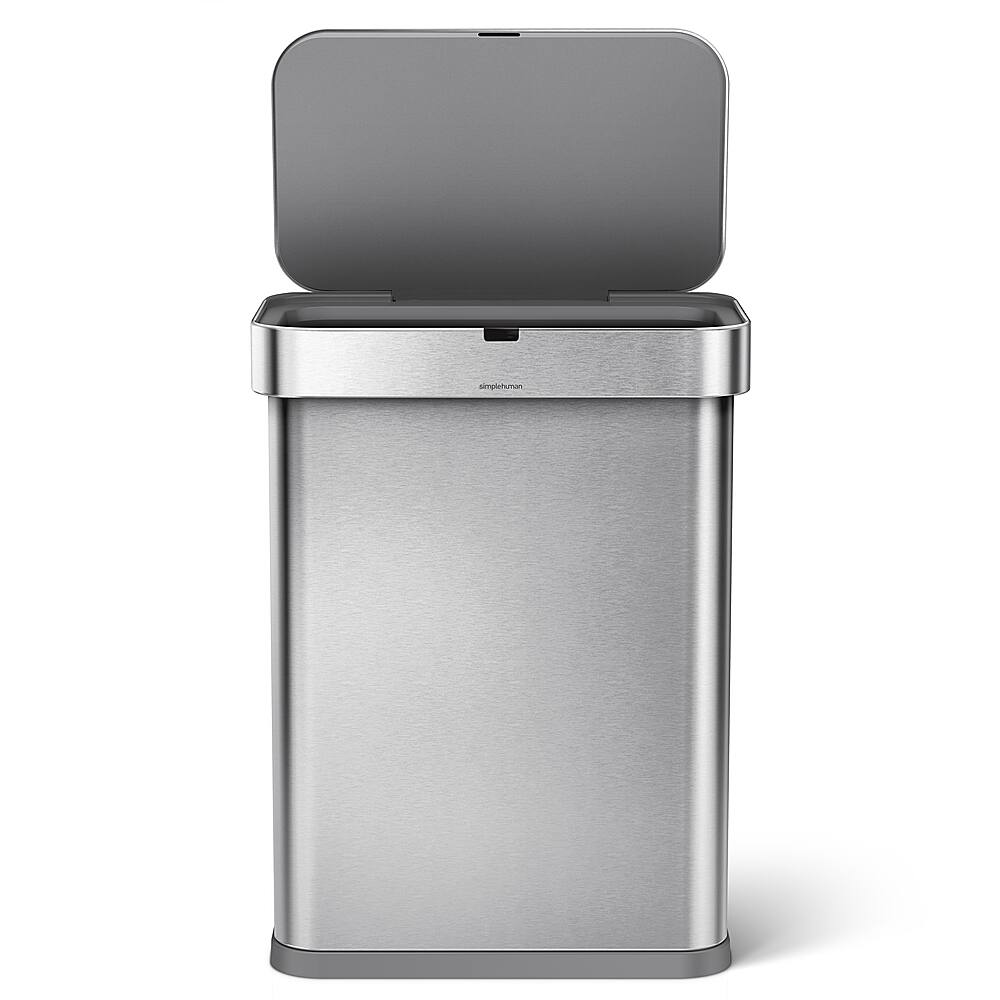 Alt View Zoom 11. simplehuman - 58 Liter Rectangular Sensor Can with Voice and Motion Control - Brushed Stainless Steel.